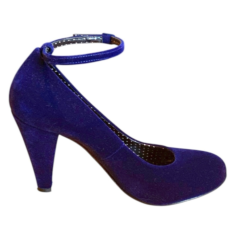 Fornarina Vintage Y2K Blue Velvet Ankle Strap Heels Pumps EU 37 US 6.5 - Picture 6 of 13
